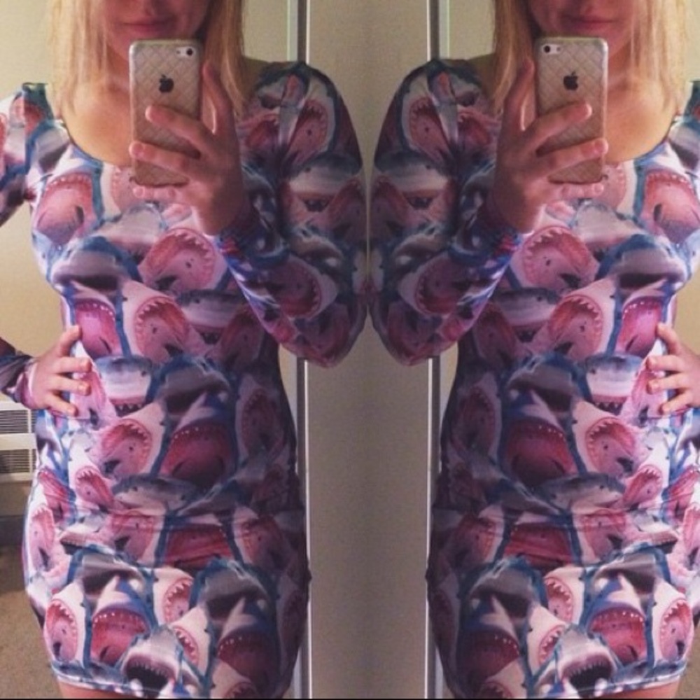 Black Milk Clothing Sharkollage LS dress Sz Small